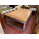 Mesa centro terraza metal y madera teka