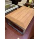 Mesa centro terraza metal y madera teka