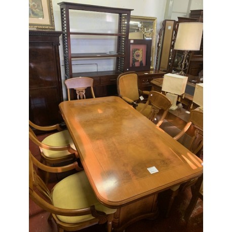 Mesa comedor clasica roble + 6 sillones