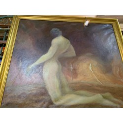 Oleo hombre desnudo pintor G:MUSTELIER