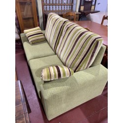 Sofa 3/p tap rayas tonos verdes