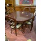 Mesa comedor oval nogal ext + 4 sillas
