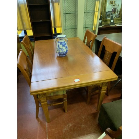 Mesa comedor roble macizo + 4 sillas