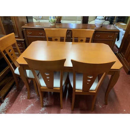 Mesa comedor haya ext + 6 sillas