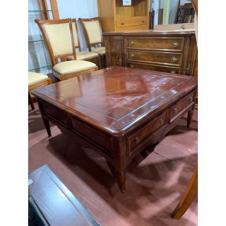 Mesa centro cerezo tapa madera con cajones