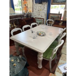 Mesa comedor victoriana + 8 sillas en blanco