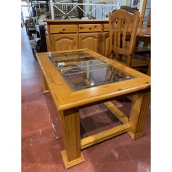 Mesa centro pino rect tapa cristal