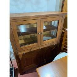 Mueble fresno 2/p cristal y cajones