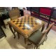 Mesa ajedrez pata torneada + 2 sillas rejilla