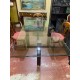Mesa comedor pies madera tapa cristal