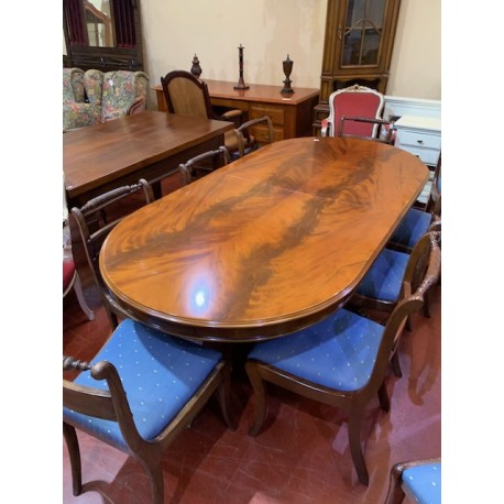 Mesa comedor oval palma de caoba ext