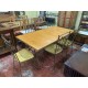 Mesa comedor rect roble y forja + 6 sillas