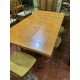 Mesa comedor rect roble y forja + 6 sillas