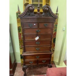 Mueble alto est ingles con cajones madera caoba