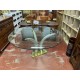 Mesa comedor pie colmillos tapa cristal