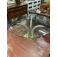 Mesa comedor pie colmillos tapa cristal