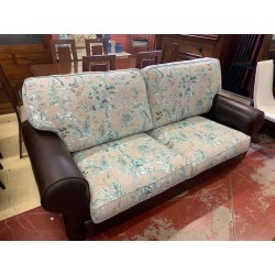 Sofa 3/p cuerpo en piel chocolate y tela