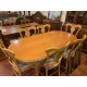 Mesa comedor oval pino ext + 6 sillas tap beige