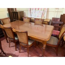 Mesa comedor rect cerezo ext + 6 sillas rejilla