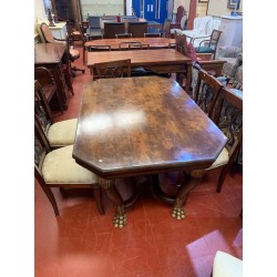Mesa comedor antigua nogal + silleria