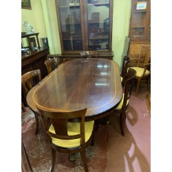 Mesa comedor clasica nogal + 6 sillas