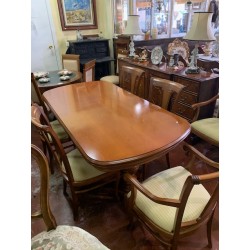 Mesa comedor cerezo con alas + silleria