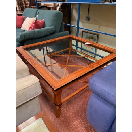 Mesa centro clasica limoncillo tapa cristal