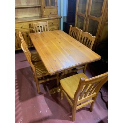 Mesa pino rectangular + 6 sillas