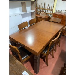 Mesa comedor rect cerezo + 6 sillas