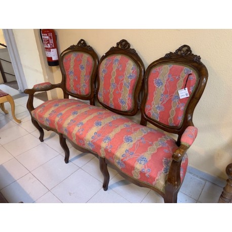 Sofa tipo isabelino madera de caoba