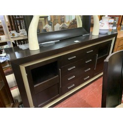 Aparador moderno wengue y plata