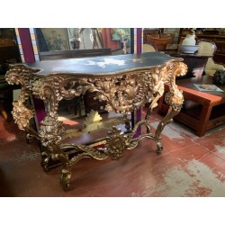 Consola antigua madera tallada pan de oro