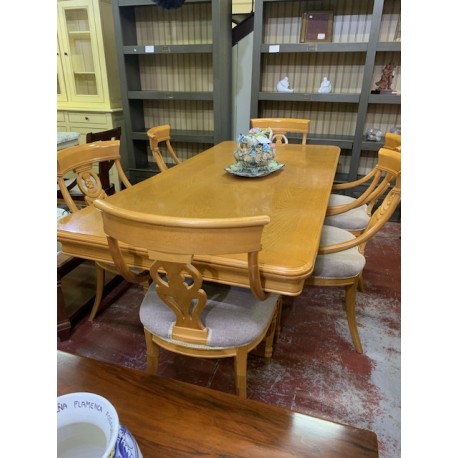 Mesa comedor roble claro + silleria