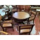 Mesa juego clasica sobre piel + 4 sillones