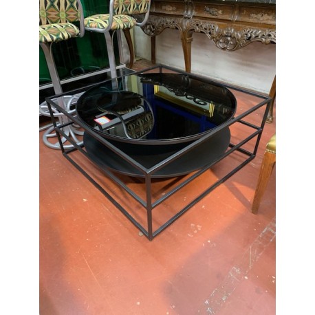 Mesa centro moderna negra con cristal