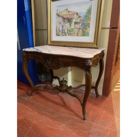 Consola antigua isabelina caoba tapa marmol