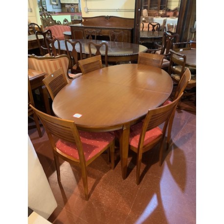 Mesa comedor ovalada cerezo ext + 6 sillas