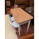 Mesa cocina 2/p blanca y roble + 2 banquetas