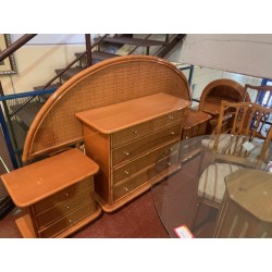 Dormitorio matrimonio madera y mimbre