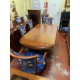 Mesa comedor nogal con marqueteria y silleria