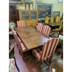 Mesa comedor provenzal nogal + 6 sillas