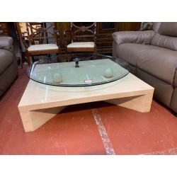 Mesa centro italiana marmol travertino y cristal