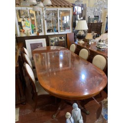 Mesa comedor ovalada + 6 sillas y 2 sillones