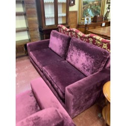 Sofa 3/p + butaca tap terciopelo morado