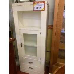 Modulo libreria con vitrina en color blanco roto