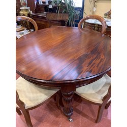 Mesa redonda victoriana madera de caoba con manivela