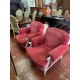 Pareja de butacas clasicas madera color hueso tap rosa