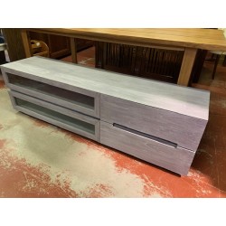 Mueble tv 2/p abatibles y 2 cajones en color gris