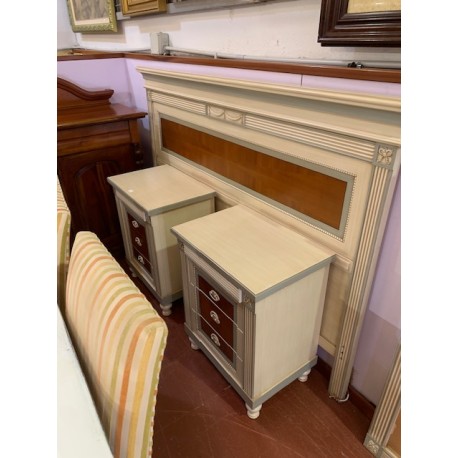 Dormitorio matrimonio estilo Rococo en crema y nogal