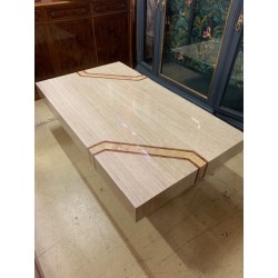 Mesa centro marmol travertino rectangular con grecas